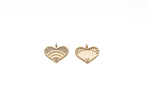 Dainty Gold white cz Rainbow Heart Pendant, 12mm, heart style pendant, heart rainbow pendant, Charms to dangle, CPG2096