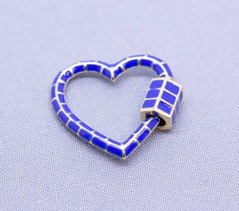Navy Blue Heart Shape Enamel Carabiner Lock, 1pcs or 10 pcs, WHOLESALE
