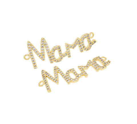 Mama Monogram Connector Charm For Bracelet,Monogram Mama Word Connector Bracelet Charm,Gold Mama Bracelet Charm,CNG032