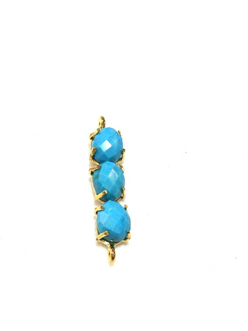 Trio prong set turquoise connector/ pendant