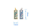 18k Gold or Silver CZ Bezel Set Shiny Rectangle Blue Mosaic Charm, Everyday wear Dainty Charm, Minimalist Jewelry, Artsy, CPG1577 CPS1577