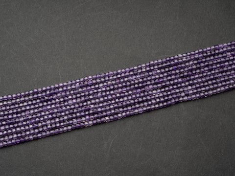 Natural Purple Amethyst 2.5mm Faceted Cube Square Dice Beads 15.5" Strand, MC052