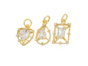 Dainty Gold Charms For Necklace,Heart Charm,Tear Drop Charm,Emerald Cut Charm,Small Necklace Charms With CZ,CPG2492-94-96