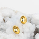 Gold Stainless Oval Stud Earrings, ERG554