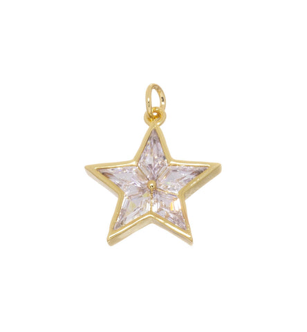 14k Gold Star Charm With CZ For Jewelry Making,Gold CZ Star Charm ,CPG810