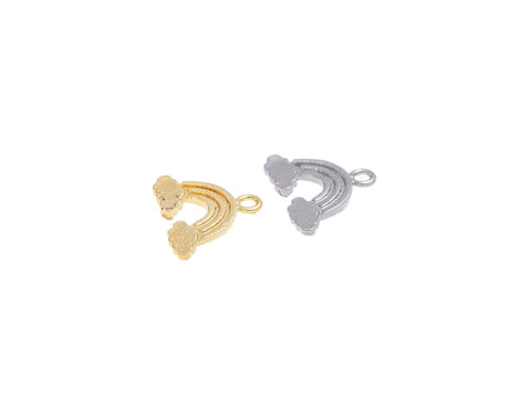 Gold or Silver, Rainbow Pendant, 18k Gold Plated Dainty Silver Rainbow Charm Bracelet Necklace for Jewelry Making Supply, CPG1204, CPS1204