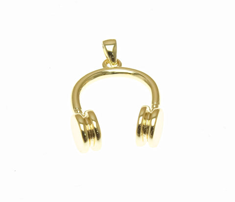 18k Dainty Gold Music Headphones, Gold Headphones Charm, Gold Headphones Pendant, CPG1751