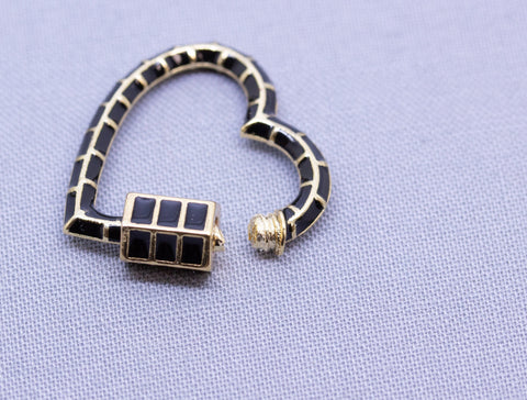 Black enamel Carabiner Lock, 1pcs or 10 pcs, WHOLESALE