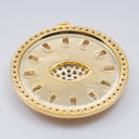 Evil Eye Pave Baguette Full Bling Disc Pendant,Large Evil eye Pendant, Evil eye jewelry, 23mm, 1 pc or 5pcs, WHOLESALE,CP123