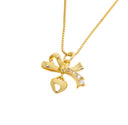 Gold Ribbon Bow Tie Heart Charm,Bow Tie CZ Gold Charm,Ribbon Bow Tie Heart Charm For Necklace Or Earrings,CZ Bow Tie Heart Charm,CPG2520