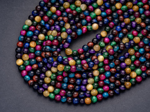 Multi Color Tiger eye Round Beads, 6mm, 8mm, 10mm, full strand, Protection, Courage and Strength 6R020, 8R025, 100R18