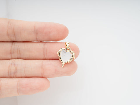 Melting Heart Pendant,Dripping Heart Charm,Gold Crying Heart Charm,Mother Of Pearl Heart Charm With Gold,1 pc,5 pcs Or 10pcs,WHOLESALECPG471