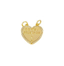 Best Friend Two Piece His And Hers Heart CZ Charm,Gold Two Piece Heart Charm,Gift For Girlfriend Or Boyfriend,Valentine's Day Gift,CPG784