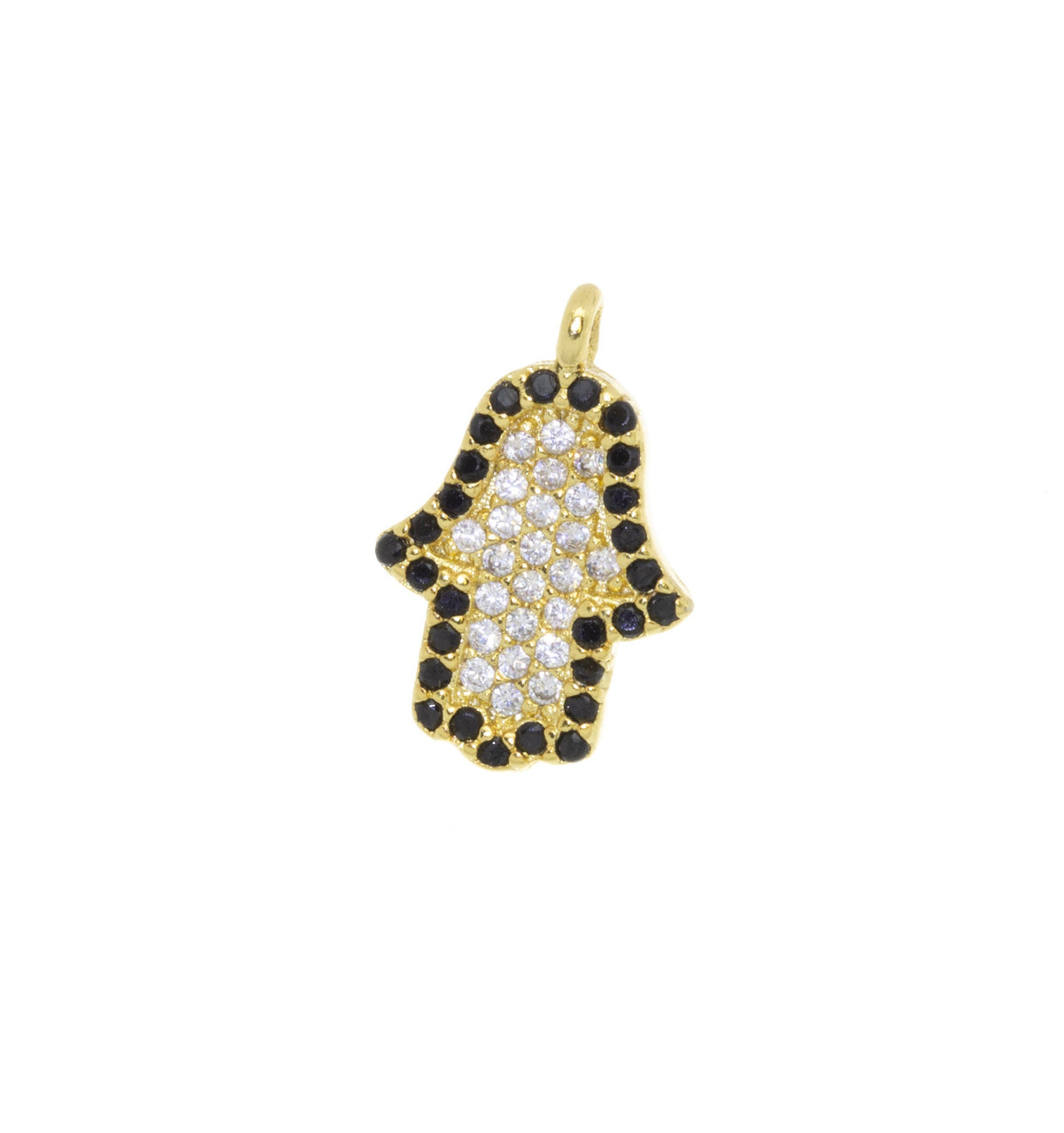 Gold Hamsa Charm With CZ,Hamsa Amulet Charm For Necklace And Bracelet,Pave CZ Hamsa Protection  Pendant,CPG603