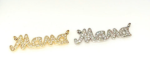 Gold or Silver Mama cz set cursive wordings pendant, Mother’s Day, Mother’s Day Gift, MAMA, Love Our Moms, 1 pc or 10pcs, Wholesale,CNG030
