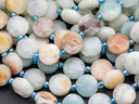 Amazonite Star Cut Disc Beads, 10mm disc, Natural Flower Amazonite beads, Flower Amazonite Stone, Full Strand, DS010