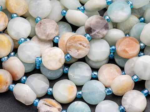 Amazonite Star Cut Disc Beads, 10mm disc, Natural Flower Amazonite beads, Flower Amazonite Stone, Full Strand, DS010