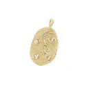 Star Moon Crescent Charm,Gold Star And Moon Pendant,CZ Moon Star End Eye Charm ,CPG636-CPS636