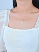 Marquise Disc Charm, Gold Micro Pave CZ Charm,Dainty Evil Eye Pave Gold Charm,CPG122