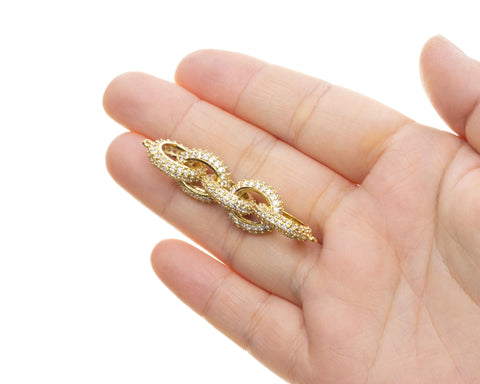 52mm Oval 5 Link CZ Connector Links For Jewelry Making,Pave Chain 5 Link Connector,Jewelry Making CZ Link Gold Connector,CNG149