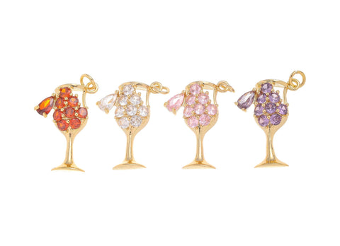 Gold Party Drink Cocktail Glass Charm,Champagne Crystal Glass Cup Charm,Dainty Gold Cocktail Glass Charm,Wine Glass Charm,CPG1454