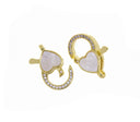 MOP Small Or Large Heart Clasp,Pave Heart Clasp,Gold Heart Lobster Claw Clasp,Large Lobster CZ Clasp With Mother Of Pearl,CLG308S-CLG308L