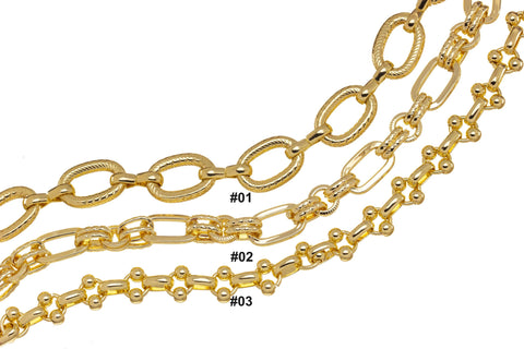 Oval And Round Ribbed And Smooth Gold Chains,wholesale Gold Chains For Jewelry Making,Rolo Link Gold Chain,CHG052,CHG053,CHG054