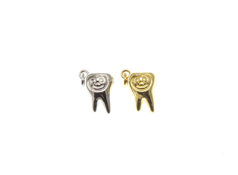18k Smiling Gold Tooth Charm, Tooth Pendant, Teeth Charms, Tooth Pendant, Unique minimalist jewelry, Charms for dentists CPG2296,CPS2296