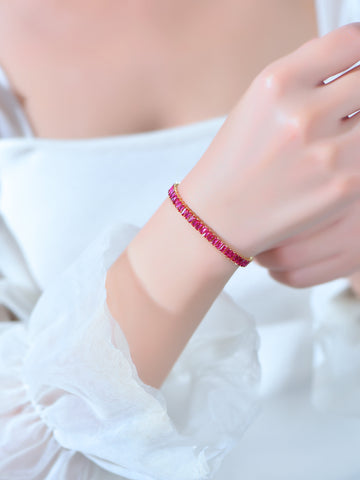 Tennis Bracelet Gold,Baguette Tennis Bracelet,Diamond Dainty Bracelets, Adjustable Tennis Bracelets .