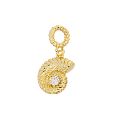 Ammonite Charm With CZ,Ammonite Sealife Charm,CZ Ammonite Shell Charm For Necklace Or Earrings Making,Dainty Nautical Charm,CPG2481