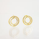 Split Circle Baguette and Mother of Pearl Stud Earrings, FJ1JP373