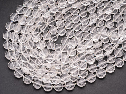 AA Natural Quartz Star Cut Disc Beads, 12mm disc, Natural Quartz beads, Natural Crystal Stone, Full Strand, DS019