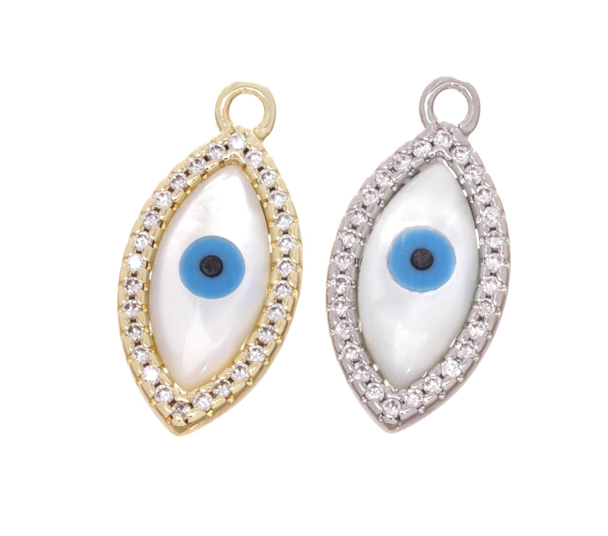 Evil Eye Amulet Charm,MOP Evil Eye Charm,CZ Evil Eye Protection Charm,Evil Eye For Necklace Or Earrings,Turkish Nazar Evil Eye Charm,CPG830