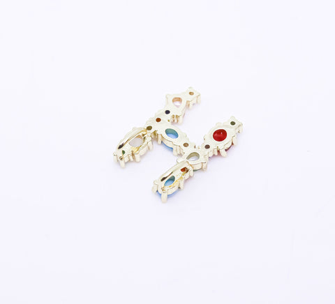 Rainbow color cz letter G-L Pendant, Rainbow Initial Pendant, 1 pc, 5 pcs, or 1 set, WHOLESALE