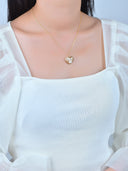 Micro Pave 14K Gold Over Brass Heart Charm, Pearl Charm, Mother Of Pearl Pendant, Flower Charm CPG219