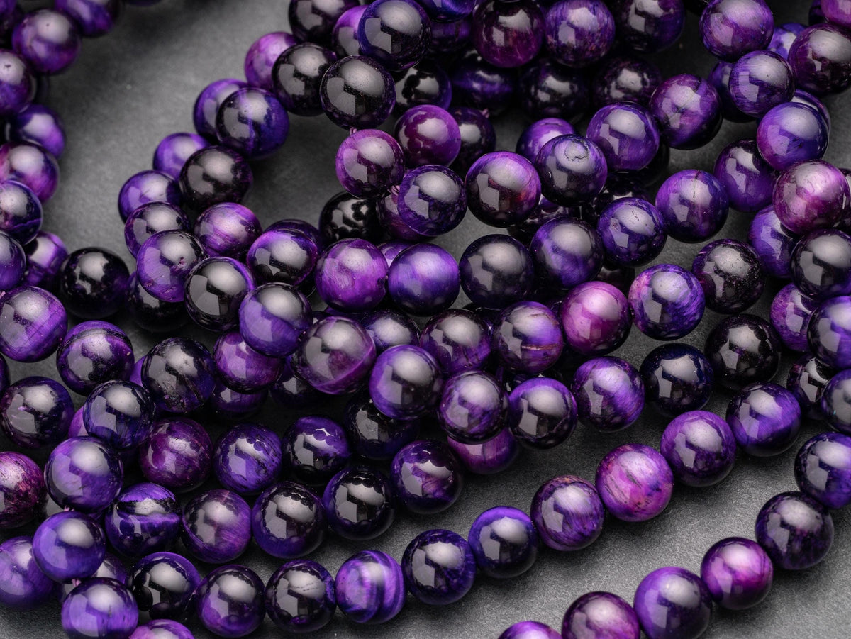 Purple Tiger eye Round Beads, 6mm, 8mm, 10mm, full strand, Protection, Courage and Strength 6R014, 8R19, 10R12