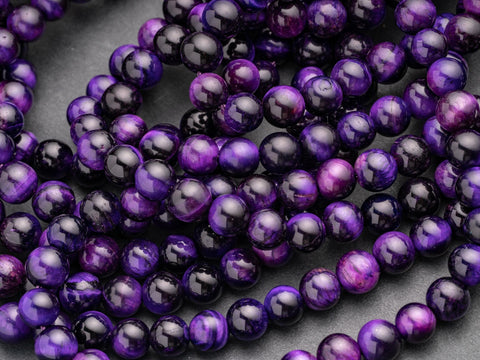 Purple Tiger eye Round Beads, 6mm, 8mm, 10mm, full strand, Protection, Courage and Strength 6R014, 8R19, 10R12