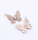 Gold Butterfly cz Baguette set, 16x13mm, Sideway Pendant, gold butterfly pendant, CPG093,CPS093