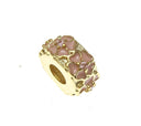 18k Gold Delicate Flower Spacer, Green, Pink, Purple, Red, Bead With CZ, Spacer Bead, Thin Band Spacer For Jewelry, SPG112