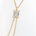 Rectangle CZ Charm Hand Chain Bracelet, BRG123