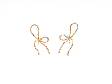 18k Gold or Silver rope twisted ribbon bow, Cute Wire Wrapping Bow Charm, great for earrings or necklace CLS619, or CPG619