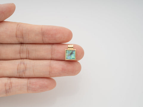 Abalone Gold Square Charm,Square Charm With Abalone,Dainty Geometric Charm, 1 pc,5 pcs Or 10pcs, WHOLESALE,CPG301