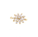 Gold Flower Connector Charm,CZ Flower Connector Charm For Bracelet,Flower Charm For Jewelry Making,Double Ring Flower Connector Charm,CNG629
