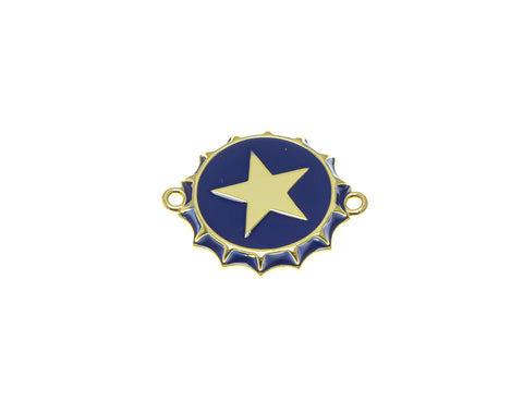 18k Gold Bottlecap Star or Shark Connector Charm, Bottlecap Connector Pendant, Great for Layering, Star or, Shark Medallion CPG1666, CPG1665