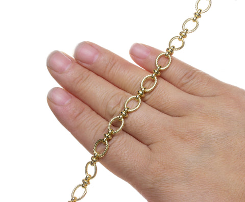 Gold Oval Twisted Braided Chain,Twisted Oval Rope Link Chain For Jewelry Making,Oval Chain For Necklace And Bracelet,CHG0083