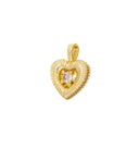 Gold Puff Heart Charm,Puff Heart Charm With CZ,Heart Charm For Jewelry Making,Fluted Heart Charm,Ribbed Puff Heart Pendant,CPG2460