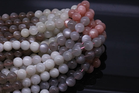 AAA Natural Multi-color Moonstone Round Beads, 6mm, 8mm, 10mm, ideal for meditation, 15.5 inches, Wholesale, Full Strand, MS-1022-1024
