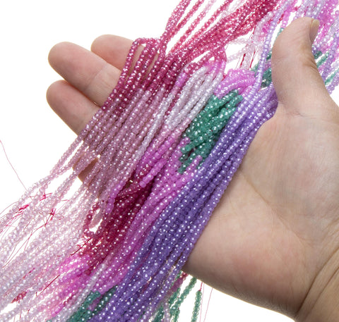 3x2mm  Faceted Rondelle AAA Zircon Beads,Ombre Zircon Faceted Beads,4 Different Combinations Of Colorful Rondelle Beads.A3-A8-A9-A10