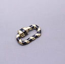 Black/Gold Enamel 13x19mm Small Candy Cane Carabiner lock, Screw Clasp, Screw on Clasp, CLG084