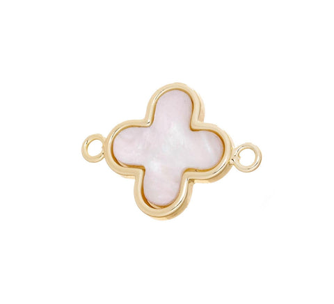 Mother Of Pearl Shell Connector Charm,MOP Four Leaf  Clover Charm,4 Leaf Flower Clover Charm For Bracelet,CNG155